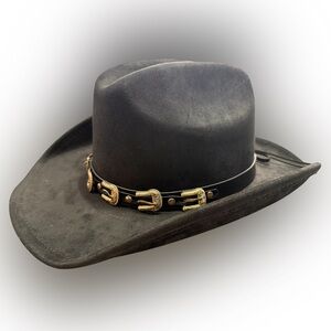 Black Gold Belt Band Hat